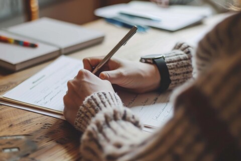 A Person Writing on Paper