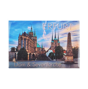 Fotomagnet Domplatz mit Obelisk, Dom und Severi Morgendämmerung