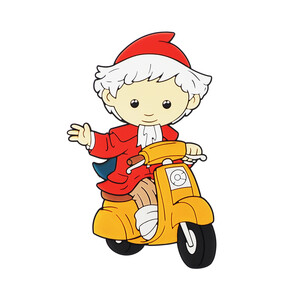 Sandmann fährt Roller 3D Magnet