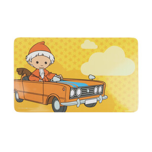 Brettchen orange mit Sandmann im Auto